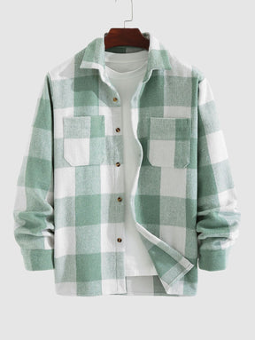 Shirt : Casual Geruite Heren Overhemd - Groen in Groen van Pantino