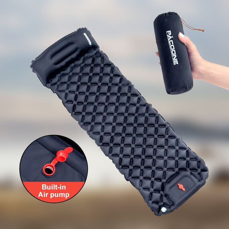 outdoor equipment : Ultralicht Kampeerluchtmatras met Ingebouwde Opblaaspomp - Comfort Ontmoet Gemak - Donkerblauw in van Pantino
