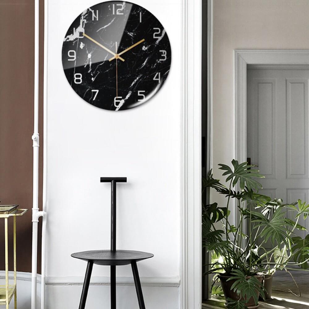 Wandklok Stil Ø30cm, Wit Marmer Effect Moderne Luxe voor Woonkamer/Kantoor