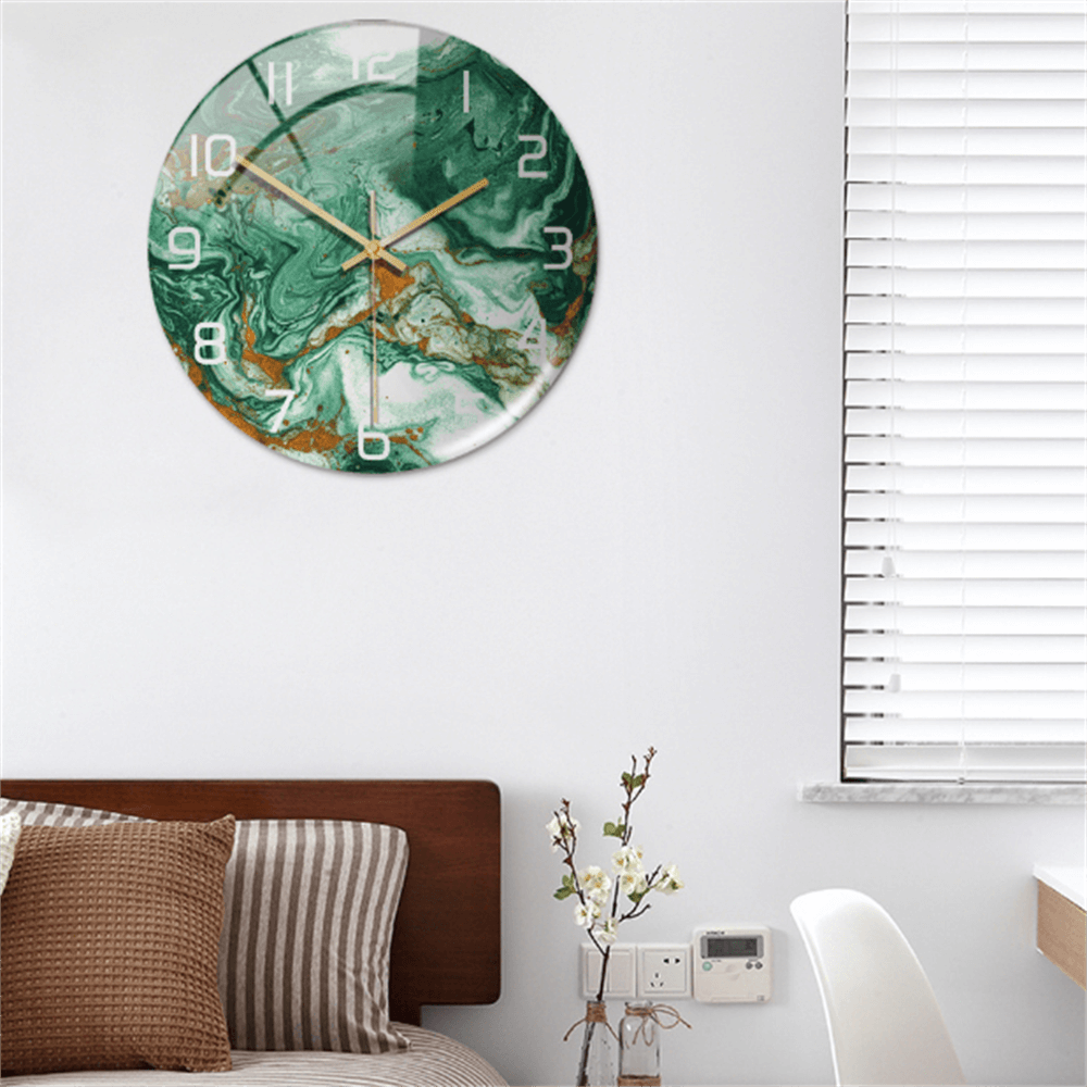 Wandklok Stil Ø30cm, Wit Marmer Effect Moderne Luxe voor Woonkamer/Kantoor