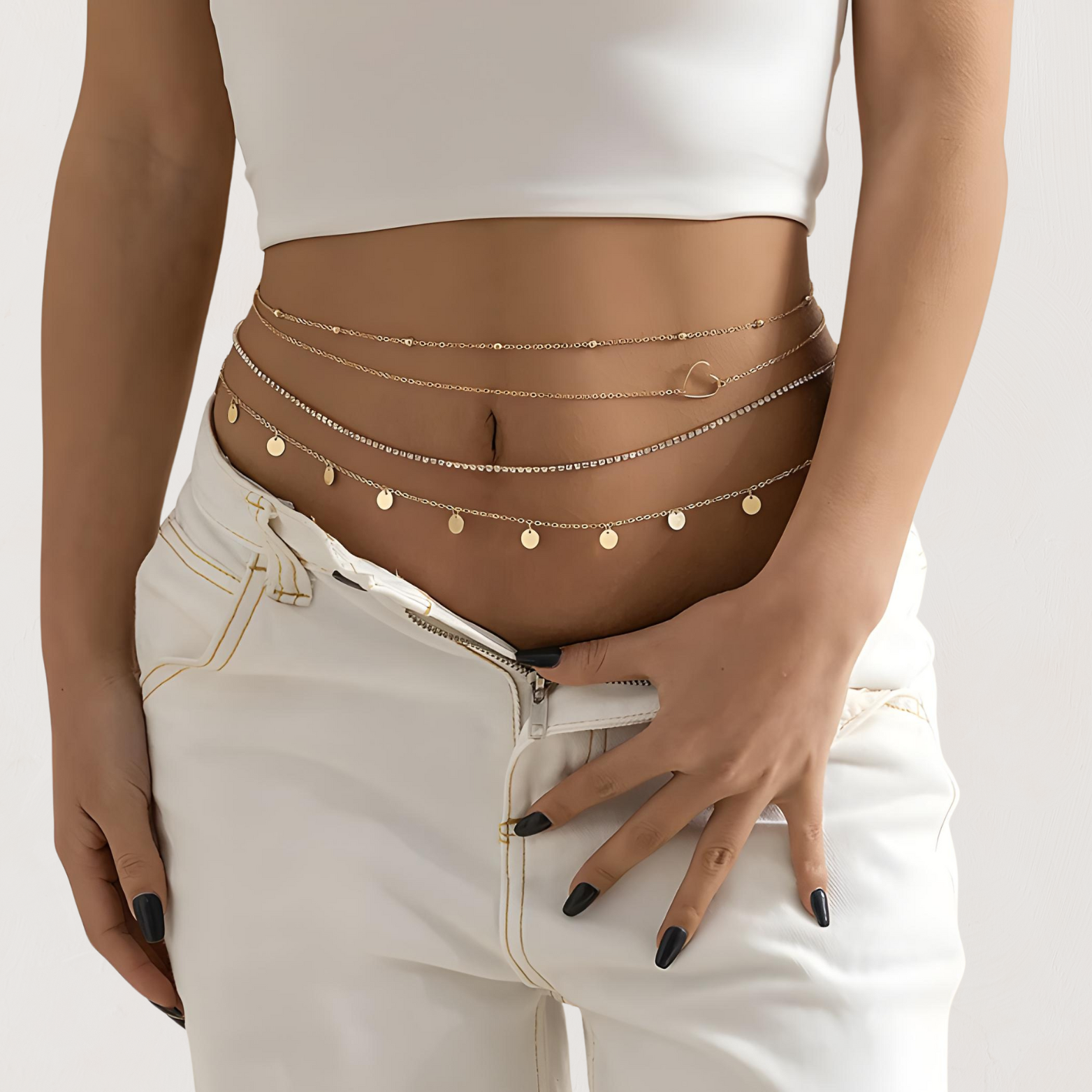 Sieraden : Gelaagde Kettingset Dames Goud - Multi-Strand Charms - RVS in van Pantino