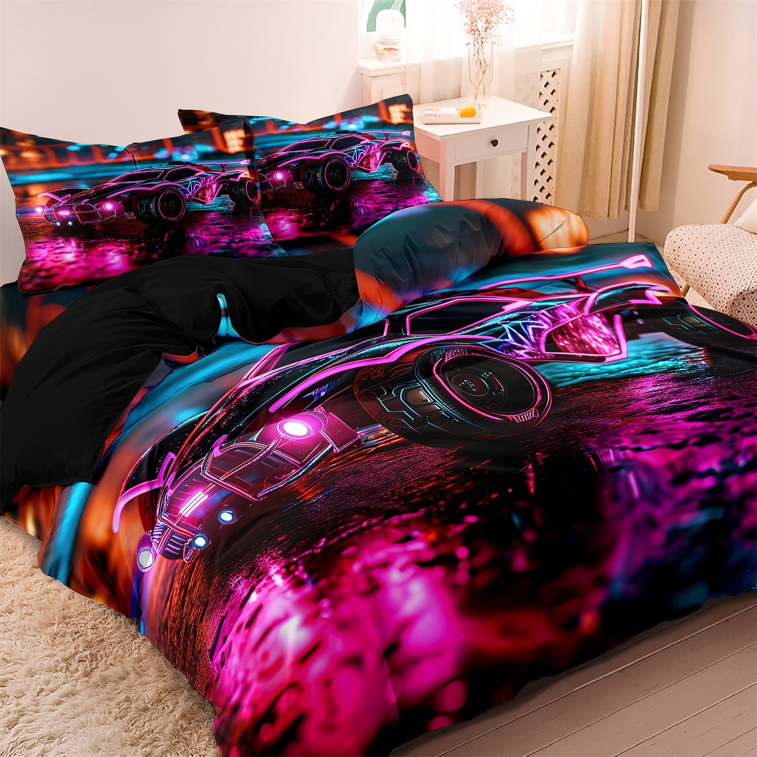 home & garden : CoolCovers - Dekbedovertrek Set Neon Race Auto - Kind in van Pantino