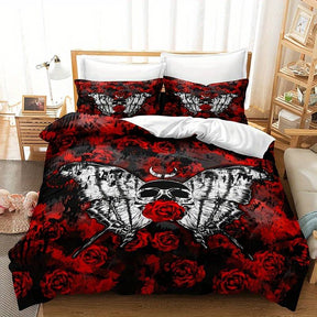 home & garden : Luxe Layers - Hard Rock Rose Skull Dekbedovertrek Beddengoed Set in van Pantino