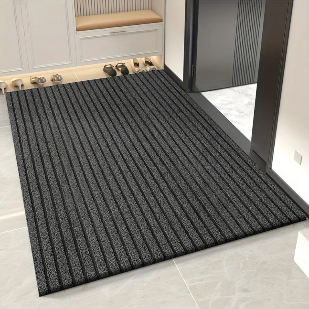 Doormat : Entrea - Dames lange vloeiende jurk, met bloemenprint, V-hals, korte mouwen in Gris van Pantino