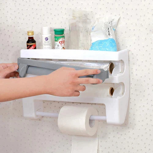 home & garden : Keukenhulp 4-in-1 Beige - Folie Rolhouder & Organizer voor Keuken - Kunststof in van Pantino