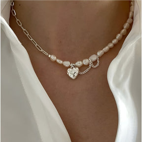 Necklace : Ketting Zilver - Hartparel Asymmetrische in van Pantino