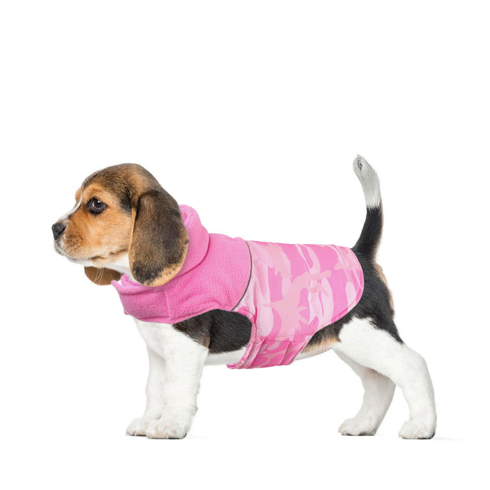 pets : Stijlvol Omkeerbaar Hondenjack met Camouflagestikselpatroon - Roze in van Pantino