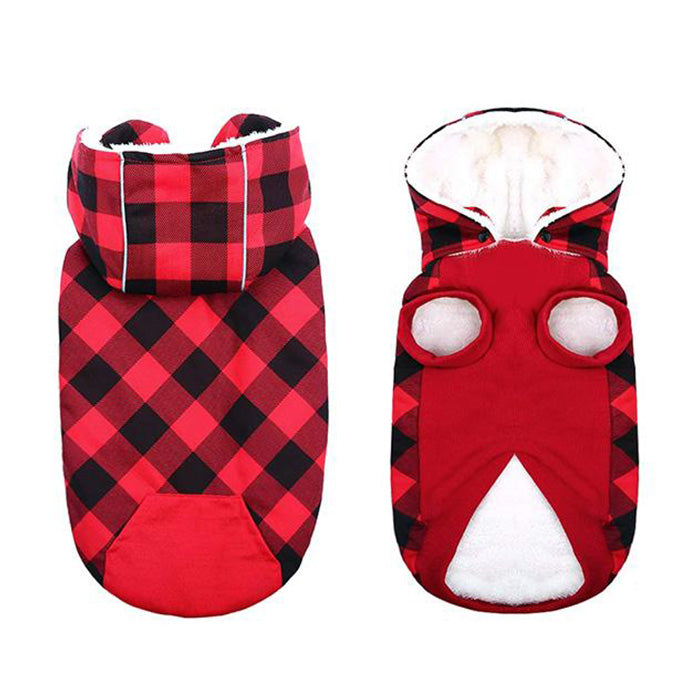 pets : Gezellige Fleece-Gevoerde Geruite Honden Hoodie in van Pantino