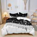 Luxe Layers - Set Lenjerie de Pat cu Imprimeu Note Muzicale la Pian