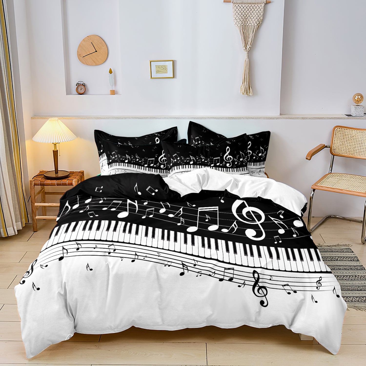 home & garden : Luxe Layers - Muziek Piano Notitie Dekbedovertrek Beddengoed Set in van Pantino
