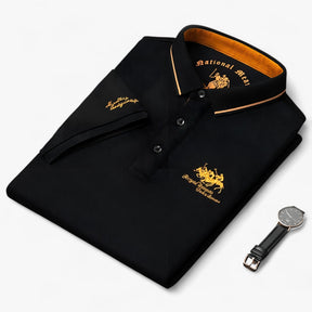 Polo Shirt : Heren Polo Zwart - Ademend Katoen Piqué voor Comfort Fit & Duurzaamheid in Zwart van Pantino