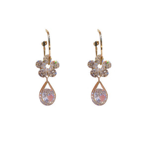 Earrings : Ring Paars - Luxury Flower Earrings - Modieuze Glanzende Kristal Accessoires in van Pantino