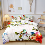 Luxe Layers - Blumen Vogel Bedrucktes Bettwäsche Set Bettbezug Decke