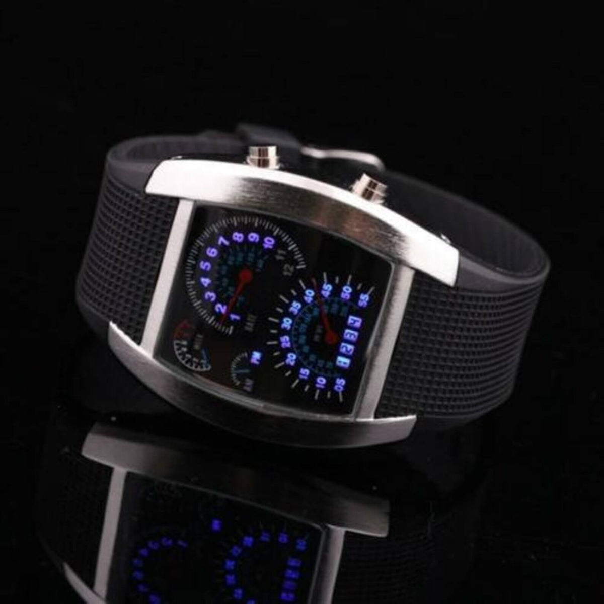 watches : Heren Horloge Zwart-Zilver - LED Snelheidsmeter - Stijlvol & Modern Design in Zwart-Zilver van Pantino