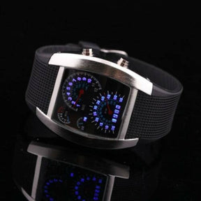 watches : Heren Horloge Zwart-Zilver - LED Snelheidsmeter - Stijlvol & Modern Design in Zwart-Zilver van Pantino