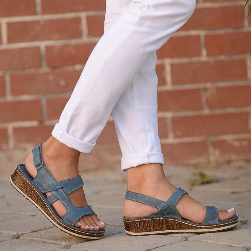 Sandals : Dames Sandalen Wit Leer - Comfortabele Klassieke Zomer Sandaal in Blauw van Pantino