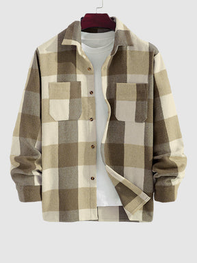 Shirt : Casual Geruite Heren Overhemd - Groen in Bruin van Pantino