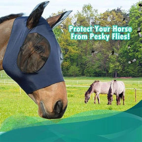 pets : HorseSafe - Paardenmasker Anti-Vlieggaas - Blauw in van Pantino