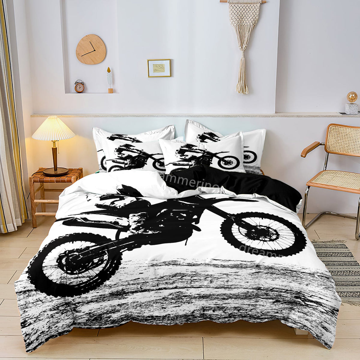 home & garden : Luxe Layers - Motorfiets Gedrukte Dekbedovertrek Beddengoed Set in van Pantino