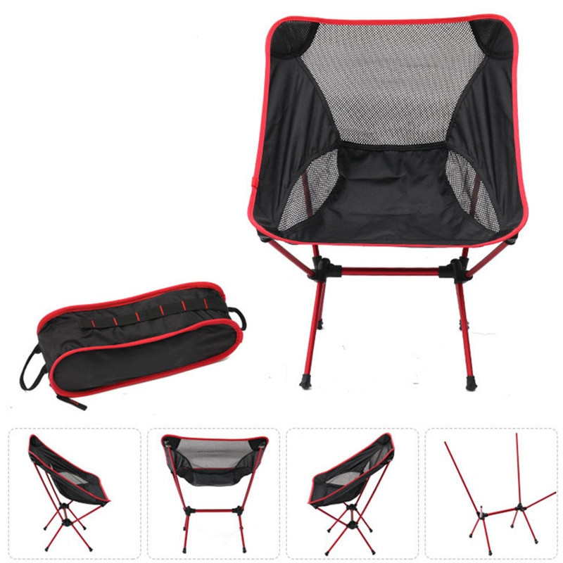 outdoor equipment : Portable Folding Moon Chair - De Ultieme Metgezel voor Al Je Buitenavonturen - Rood in Rood van Pantino