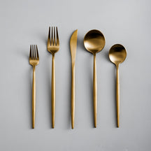 home & garden : Minimalistisch Bestekset Goud - Titanium Luxe Elegant Dineren - Titanium in Mat goud van Pantino