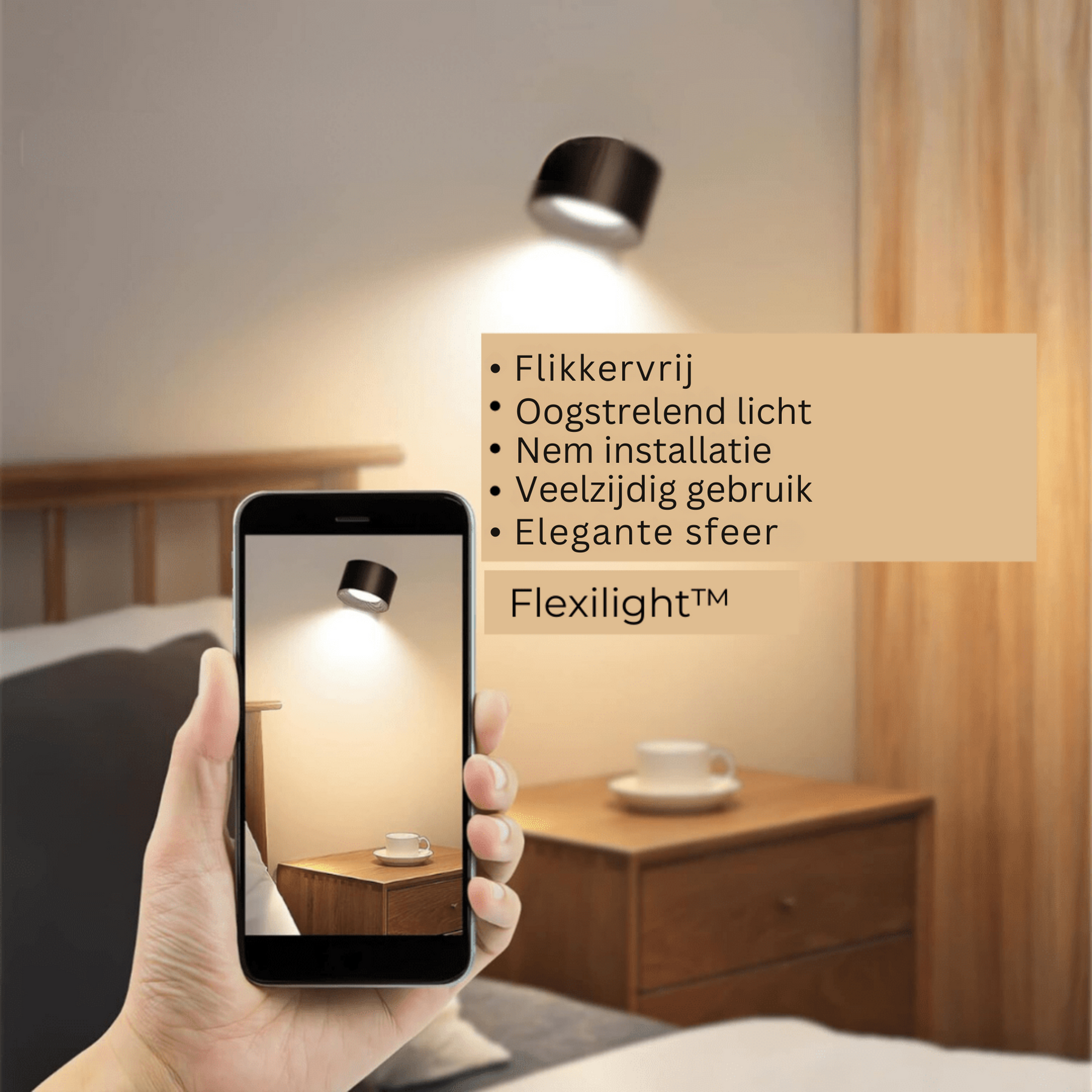 home & garden : 360° Draadloze Oplaadbare Wandlamp - Zwart in van Pantino