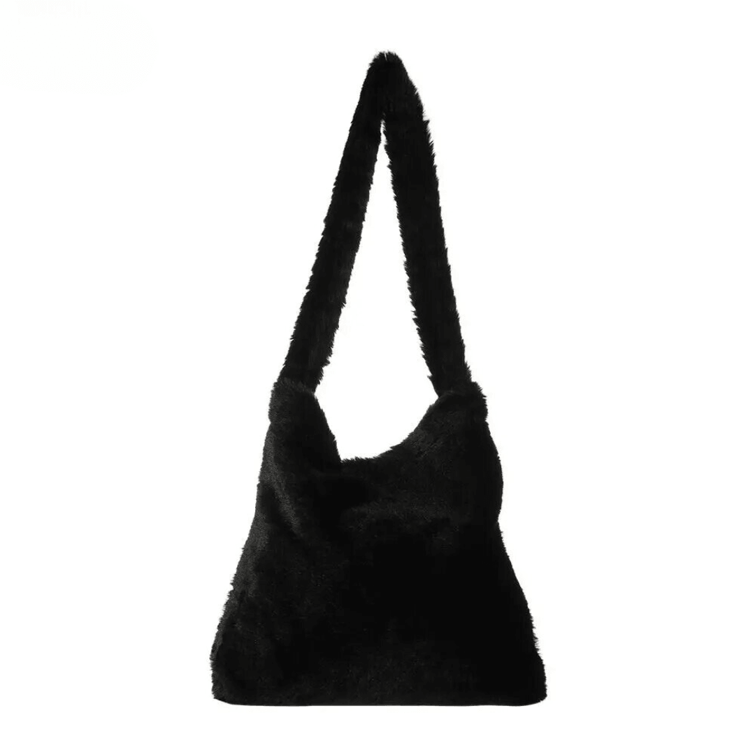 Tassen : Trendy Pluche Tas Dames - Luipaard Print - Zachte Pluche Schoudertas in van Pantino