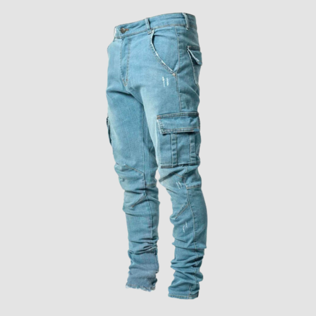 Jeans : Comfortabele Jeans met Ultra-Stretch Heren - Zwart in Lichtblauw van Pantino