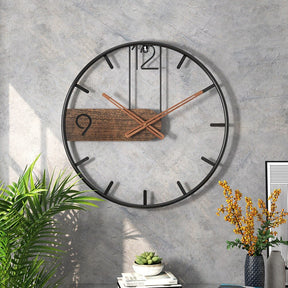 home & garden : Steel-Walnut Wandklok - Hout en Staal - Modern Verfijnd Design in van Pantino