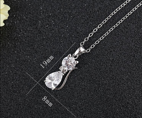 Necklace : Ketting Zilver - Kattenbedelketting met Elegant Ontwerp in van Pantino