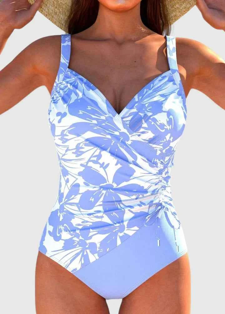 Badkleding : Badpak dames - Elegant hoge taille model | Comfortabel & Stijlvol in Lichtblauw van Pantinoshop
