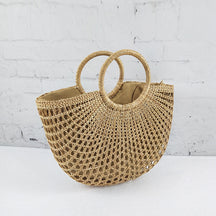 bags : Strandtas Beige - Semicirkel Vakantie Stijl Zomer All-Match in Beige van Pantino