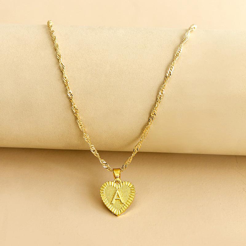 Necklace : Initiaal Hart Hanger in Gold A van Pantino