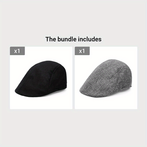 Beret : Baret Zwart - Polyester 1 St Modieuze Dunne Katoenen en Linnen Baretpet voor Middelbare Leeftijd en Ouderen Elegant in Zwart+Grijs van Pantino