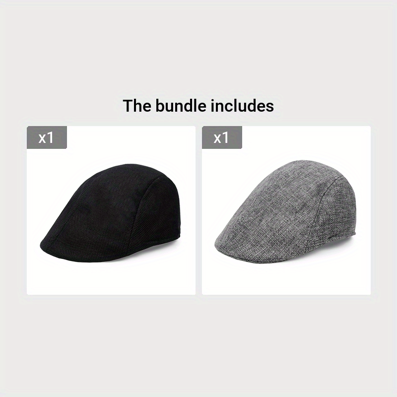Beret : Baret Zwart - Polyester 1 St Modieuze Dunne Katoenen en Linnen Baretpet voor Middelbare Leeftijd en Ouderen Elegant in Zwart+Grijs van Pantino
