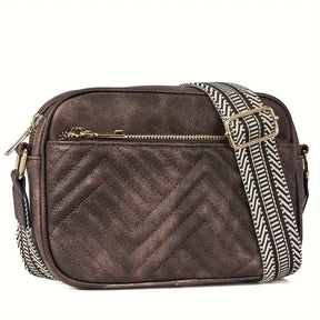 bags : Vegan Leren Schoudertas Dames - Stijlvol Duurzaam Design - Vegan Leer in Koffie van Pantino