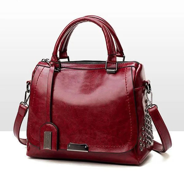 bags : Schoudertas Dames Zwart - Elegante Zachte Leren voor - Perfect voor Elke Gelegenheid in Kersrood van Pantino