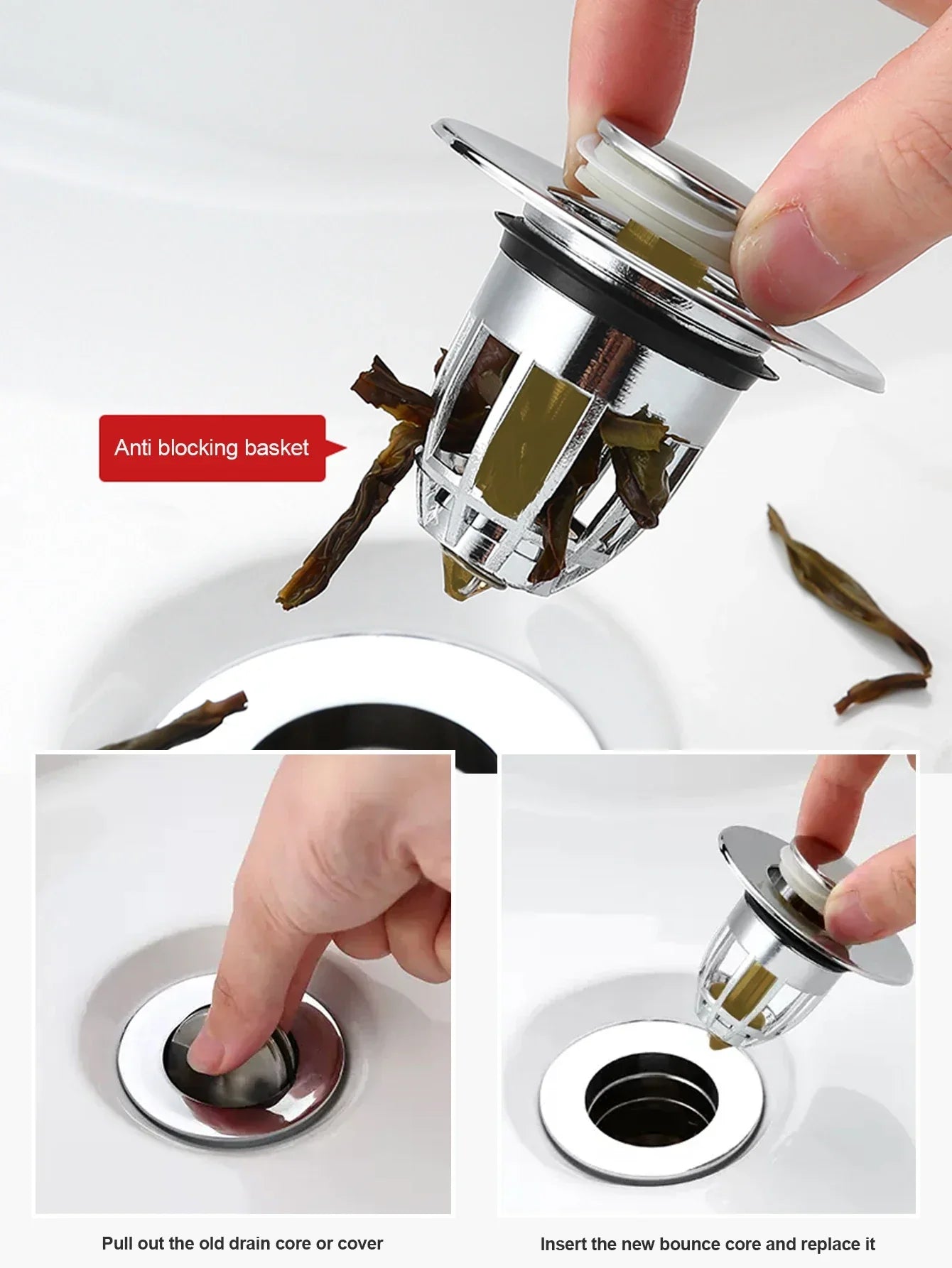 home & garden : Wastafel Pop-Up Filter - Universele Spoelbak Anti-Verstopping - Siliconen in van Pantino