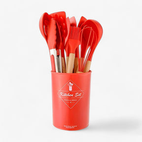 home & garden : Set van 12 Keukenhulpmiddelen in Silicone - Zwart 12Stuks in Rood 12Stuks van Pantino