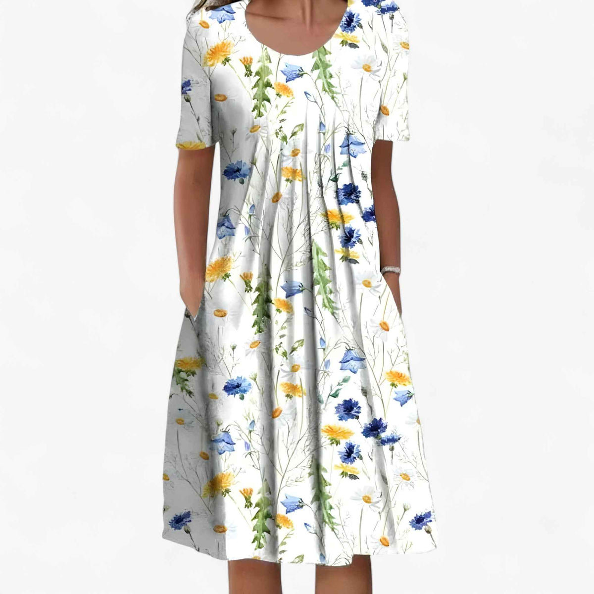Dresses : Dames Zomerjurk van Lichtgewicht Ademend Katoen S-XL - Diverse Kleuren in Bianco van Pantinoshop