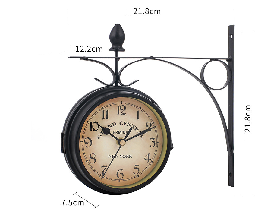 home & garden : Dubbelzijdige Wandklok Zwart - Europees Elegante Decoratie - Metaal in van Pantino