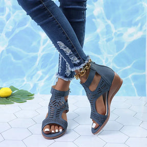 Sandals : Orthopedische Sandalen Dames Zwart - Comfortabele Sandalen met Voetboogondersteuning in Blauw van Pantino
