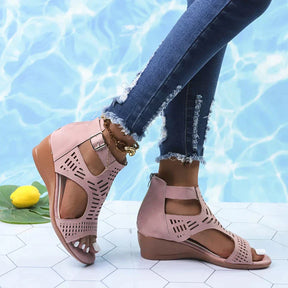 Sandals : Orthopedische Sandalen Dames Zwart - Comfortabele Sandalen met Voetboogondersteuning in Roze van Pantino