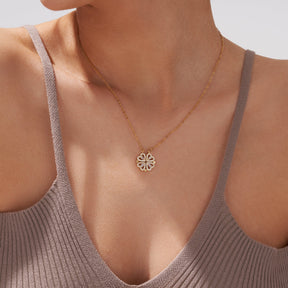 Necklace : Klavertje Ketting Dames - Geluk en Bescherming Symbool - Goudkleurig Metaal in van Pantino