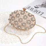 Blumen-Clutch Damen Gold - Perlen- und Kristallverziert - Stoff