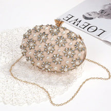 bags : Bloemen Clutch Dames Goud - Parel en Kristal Versierd - Stof in Goud van Pantino