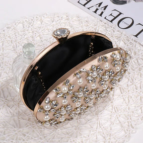 bags : Bloemen Clutch Dames Goud - Parel en Kristal Versierd - Stof in van Pantino