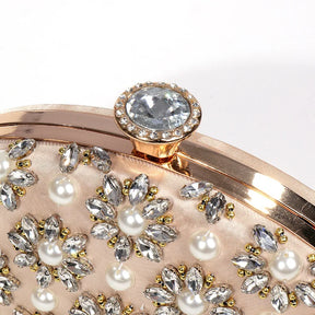 bags : Bloemen Clutch Dames Goud - Parel en Kristal Versierd - Stof in van Pantino