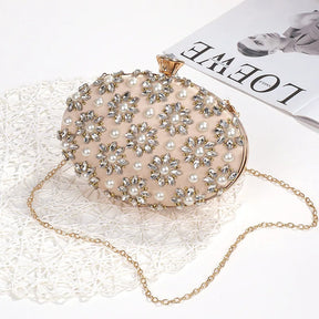 bags : Bloemen Clutch Dames Goud - Parel en Kristal Versierd - Stof in van Pantino