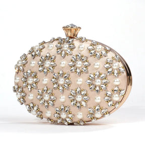 bags : Bloemen Clutch Dames Goud - Parel en Kristal Versierd - Stof in van Pantino